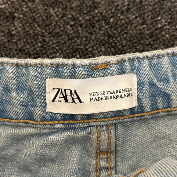 Zara Light Blue Midrise Distressed Jean Shorts - Picture 2 of 5